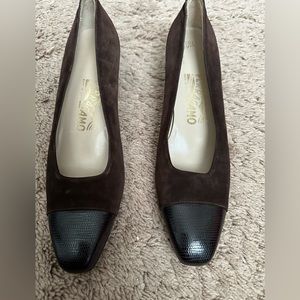 Salvatore Ferragamo Brown Suede Heels